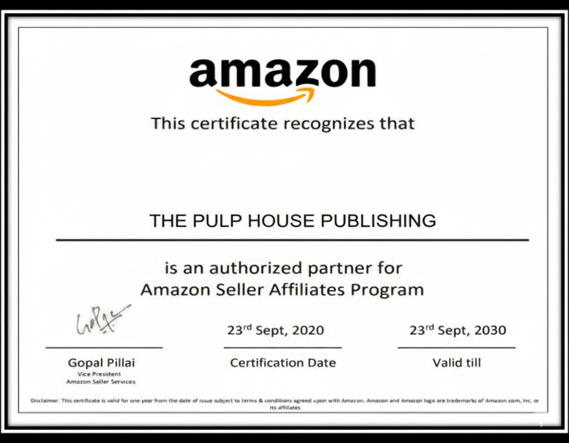 The Pulp House Publishing Certificate